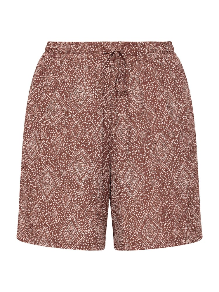 Yours Curve Orange Textured Diamond Print Shorts - Image 5 of 5