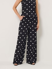 Long Tall Sally Black Spot Print Wide Leg Trousers - Image 2 of 5