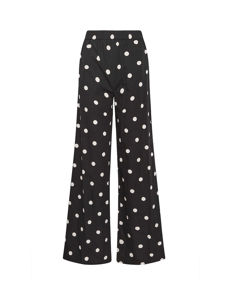Long Tall Sally Black Spot Print Wide Leg Trousers - Image 5 of 5