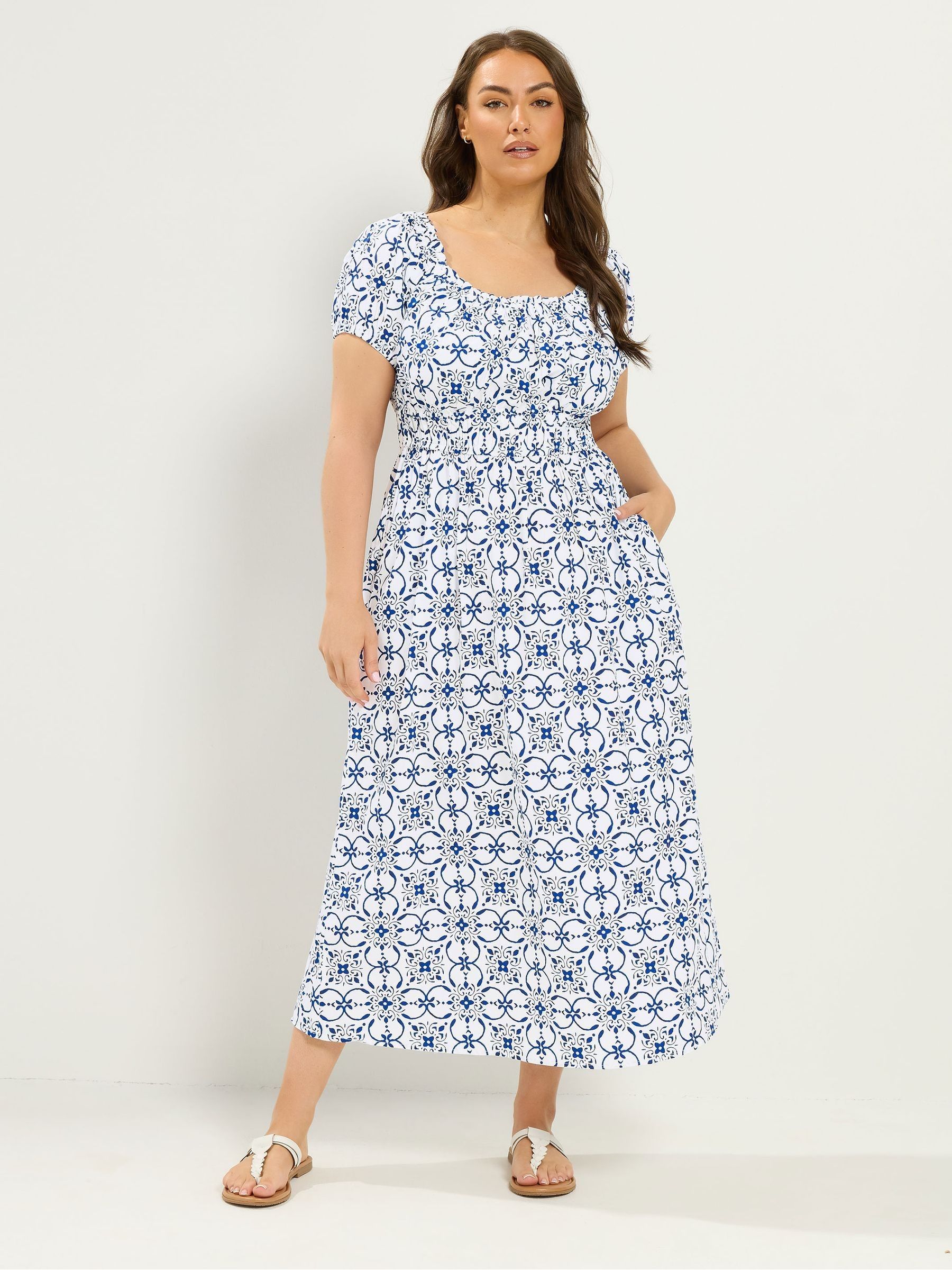 Yours Curve Women's White Poplin Midaxi Bardot Dress