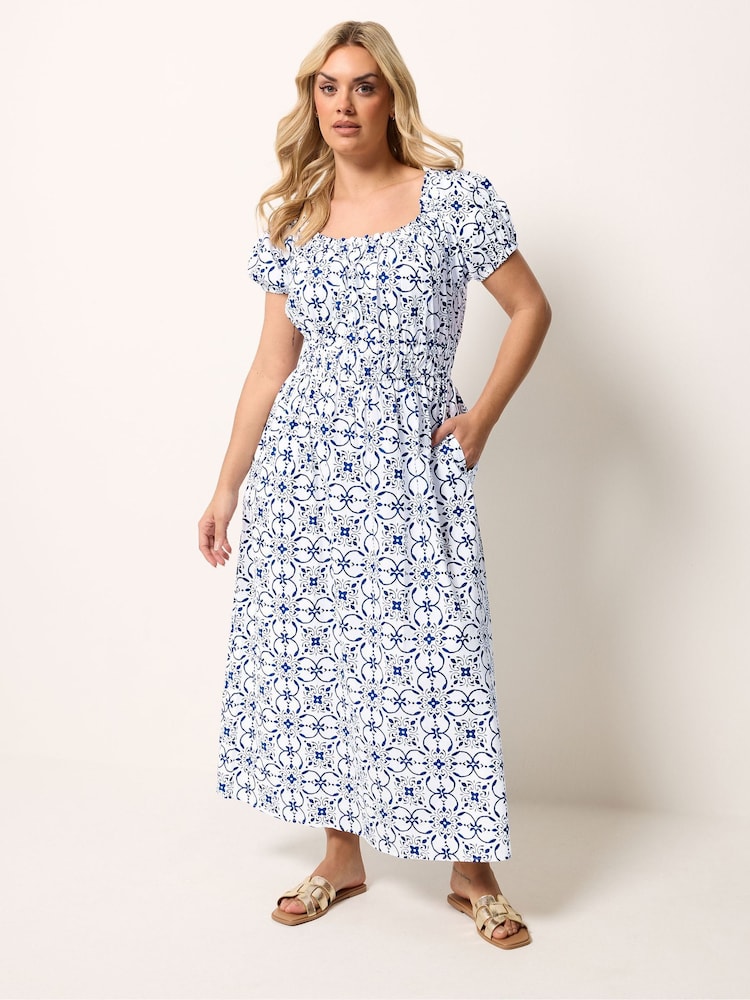 Yours Curve White Poplin Midaxi Bardot Dress - Image 1 of 5