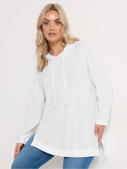 Alb - Yours Curve Waffle Hoodie - Imaginea 1 din 5