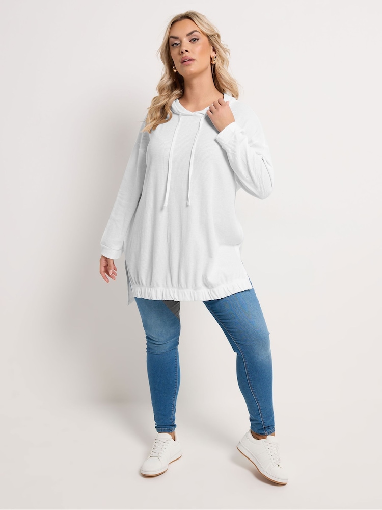 Alb - Yours Curve Waffle Hoodie - Imaginea 2 din 5