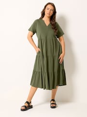 Yours Curve Green Tiered Maxi Dress - Image 2 of 5