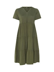 Yours Curve Green Tiered Maxi Dress - Image 5 of 5