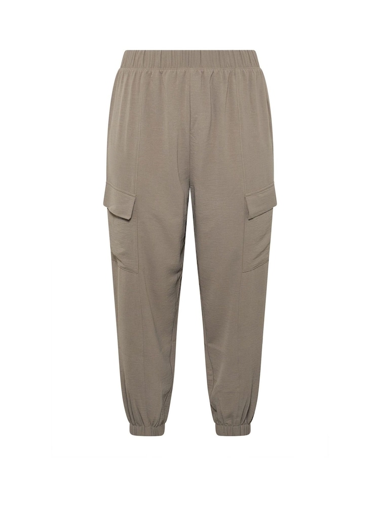 Yours Curve Natural Washed Twill Cargo Joggers - Image 5 of 5