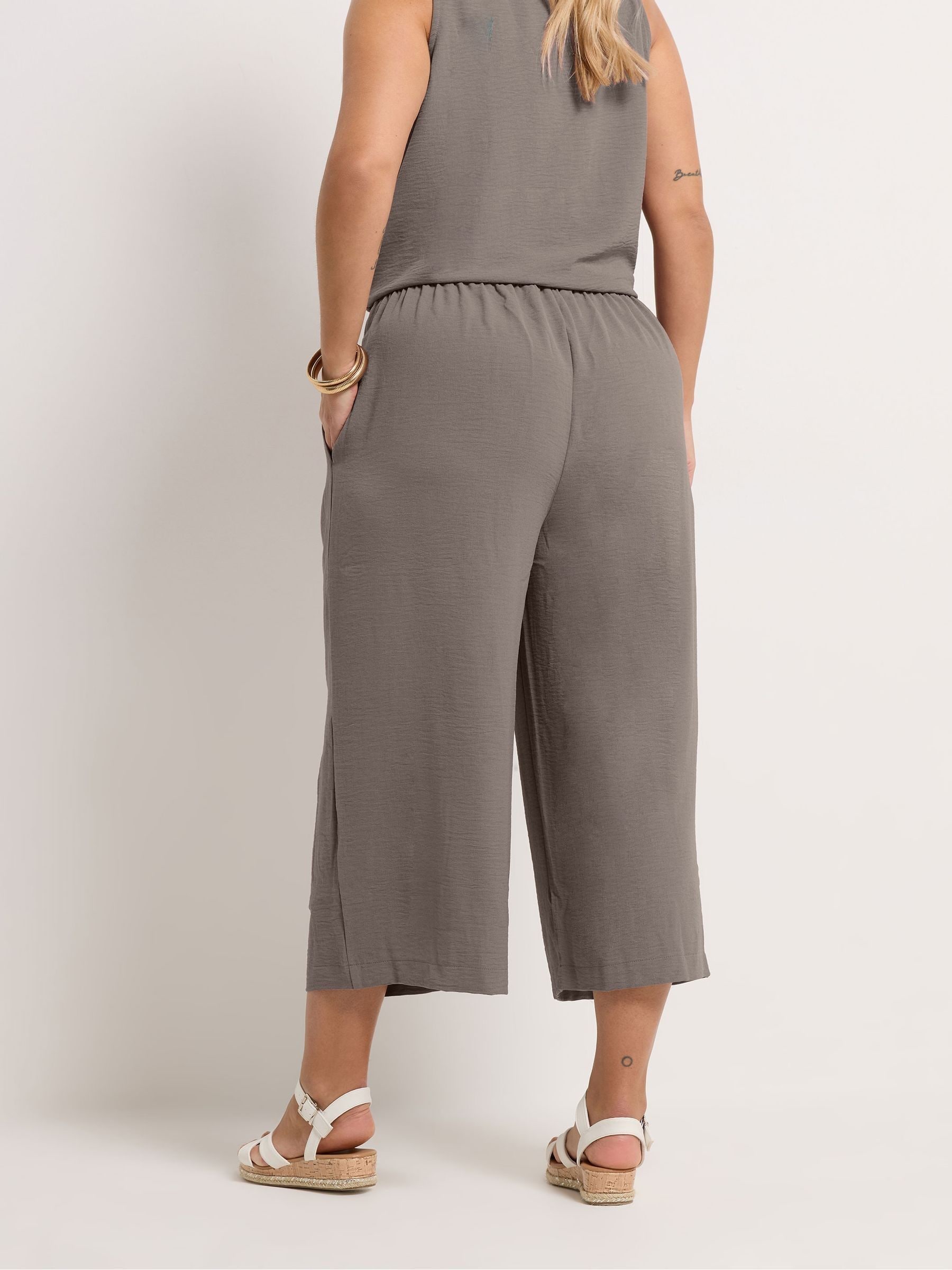 Buy Yours Curve Grey Washed Twill Culotte Trousers from the Next