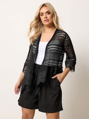 Yours Curve Black Waterfall Cardigan - Image 1 of 5