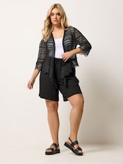 Yours Curve Black Waterfall Cardigan - Image 2 of 5