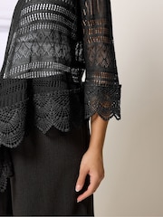 Yours Curve Black Waterfall Cardigan - Image 4 of 5