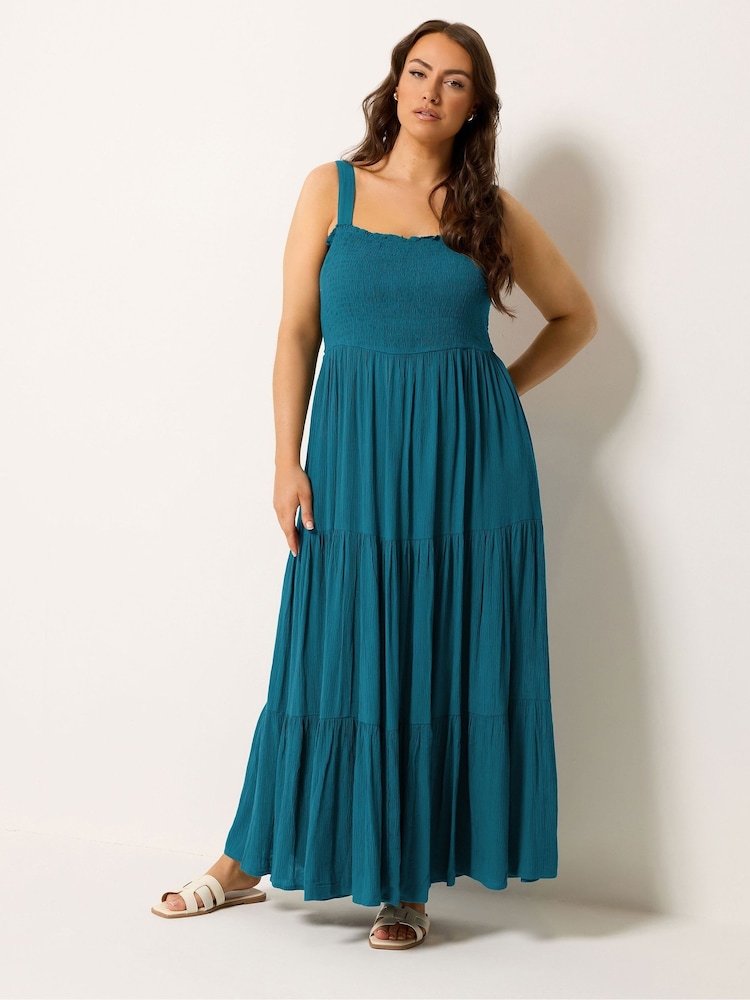 أخضر - فستان ماكسي مجمع مقاس كبير من Yours - Image 1 of 5