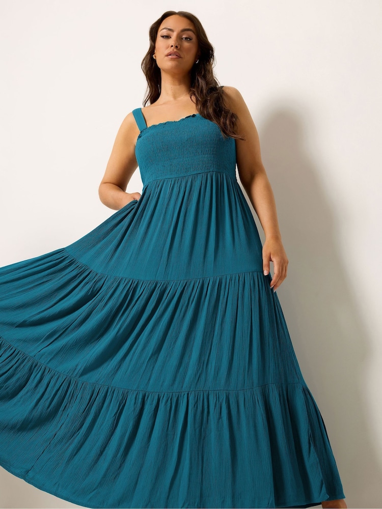 أخضر - فستان ماكسي مجمع مقاس كبير من Yours - Image 2 of 5