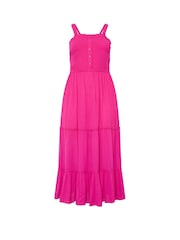 Yours Curve Pink Shirred Placket Dress - Image 5 of 5