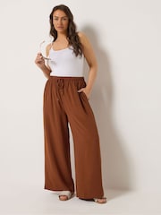 Yours Curve Red Washed Twill Wide Leg Trousers - Image 2 of 5