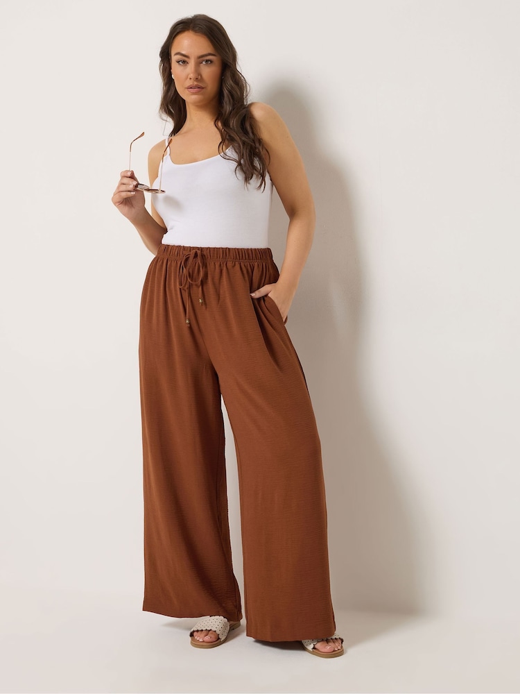 Yours Curve Red Washed Twill Wide Leg Trousers - Image 2 of 5