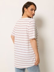 Yours Curve White Stripe Short Sleeve T-Shirt - Image 3 of 5