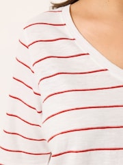 Yours Curve White Stripe Short Sleeve T-Shirt - Image 4 of 5