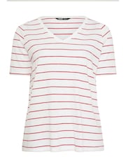 Yours Curve White Stripe Short Sleeve T-Shirt - Image 5 of 5