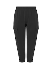 Yours Curve Black Washed Twill Cargo Joggers - Image 6 of 6