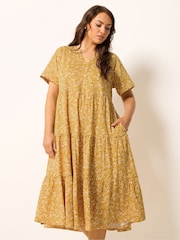 Χρυσαφί - Yours Curve Φόρεμα μάξι με επίπεδα - Εικόνα 2 από 5