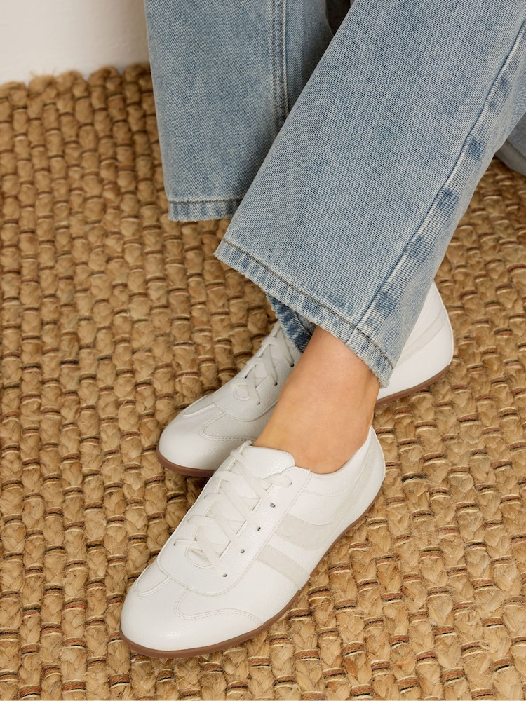 Long Tall Sally White Retro Stripe Trainers - Image 1 of 5