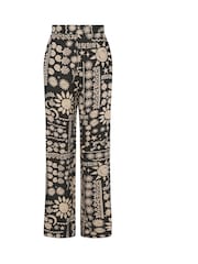 Long Tall Sally Black Tropical Print Wide Leg Trousers - Image 5 of 5