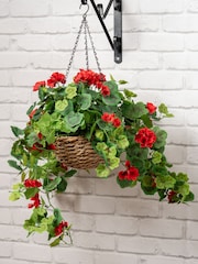 Scottish Everlastings Ltd Red Artificial Geranium Hanging Basket - Image 1 of 3