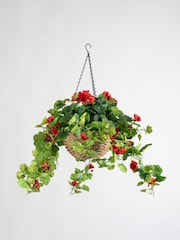 Scottish Everlastings Ltd Red Artificial Geranium Hanging Basket - Image 3 of 3