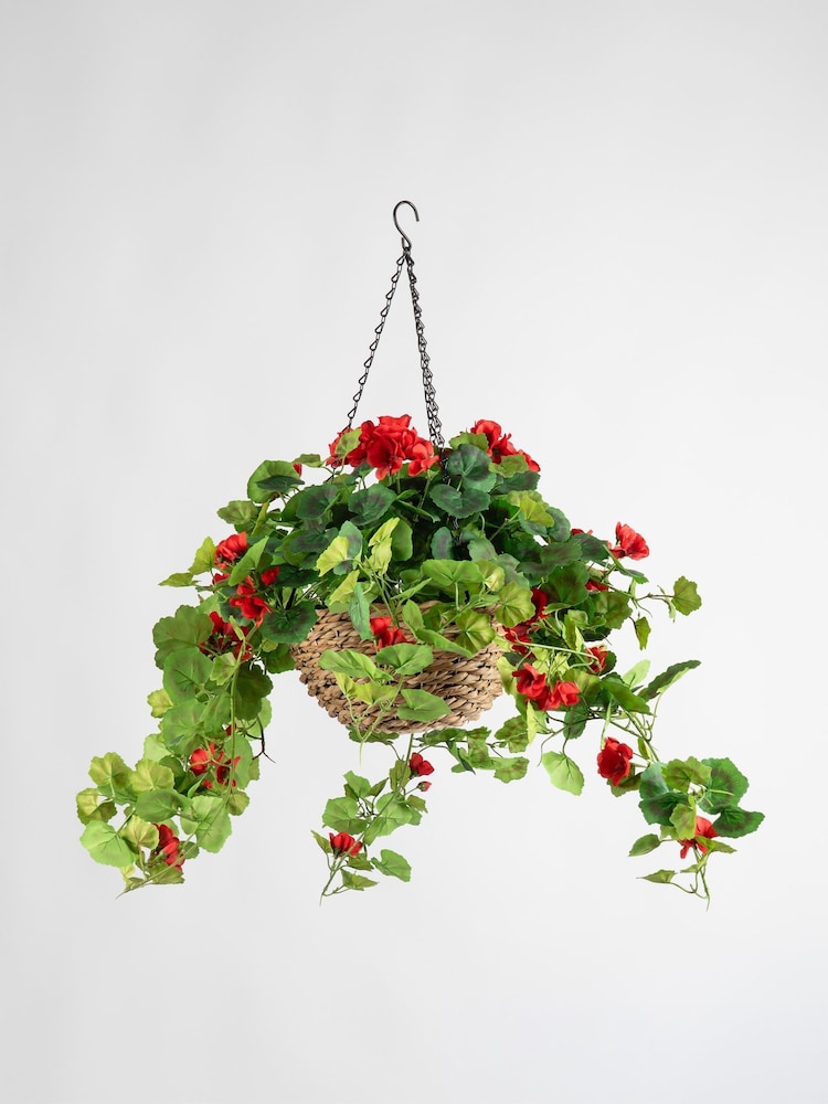 Scottish Everlastings Ltd Red Artificial Geranium Hanging Basket - Image 3 of 3 Scottish Everlastings Ltd Red Artificial Geranium Hanging Basket - Image 3 of 3