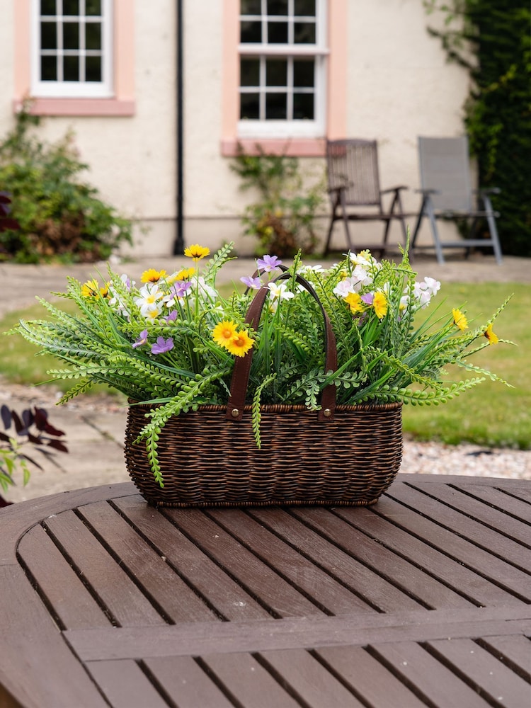 Scottish Everlastings Ltd Multi Mixed Wildflower Outdoor Artificial Basket with Handles - Image 1 of 3