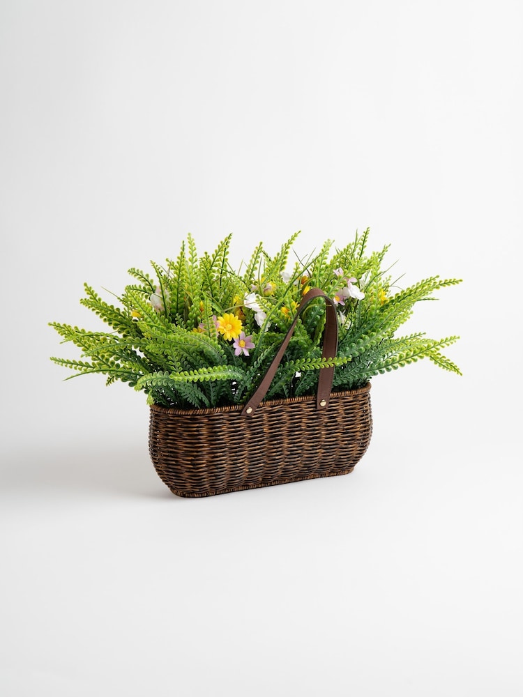 Scottish Everlastings Ltd Multi Mixed Wildflower Outdoor Artificial Basket with Handles - Image 3 of 3