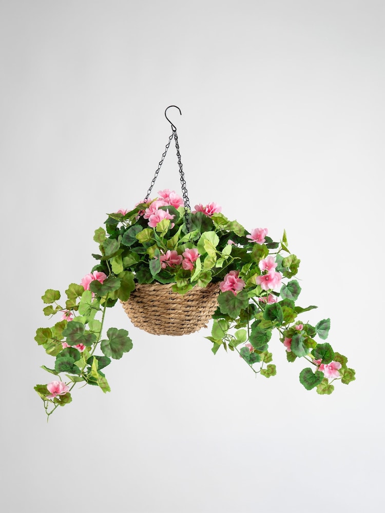 Scottish Everlastings Ltd Pink Artificial Geranium Hanging Basket - Image 3 of 3 Scottish Everlastings Ltd Pink Artificial Geranium Hanging Basket - Image 3 of 3