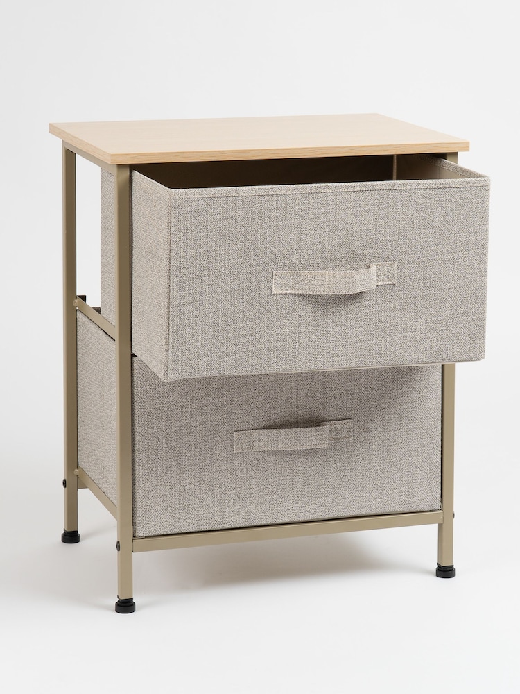 Scottish Everlastings Ltd Beige 2 Drawer Cabinet With Fabric Drawers - Image 4 of 4