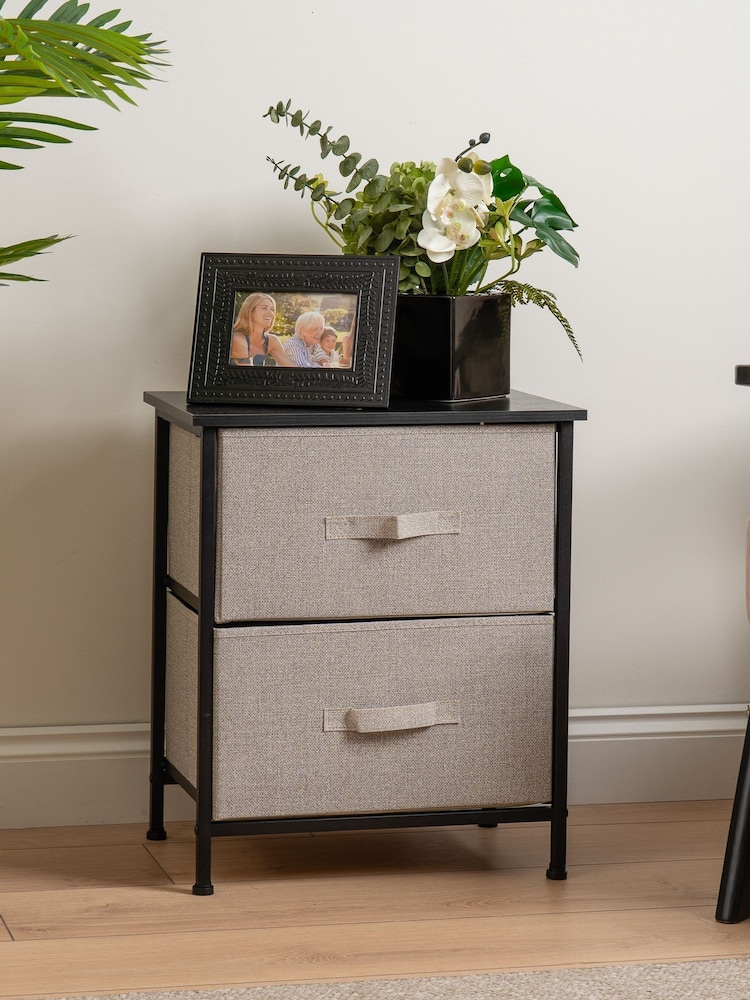 Scottish Everlastings Ltd Black 2 Drawer Cabinet With Fabric Drawers - Image 1 of 4 Scottish Everlastings Ltd Black 2 Drawer Cabinet With Fabric Drawers - Image 1 of 4