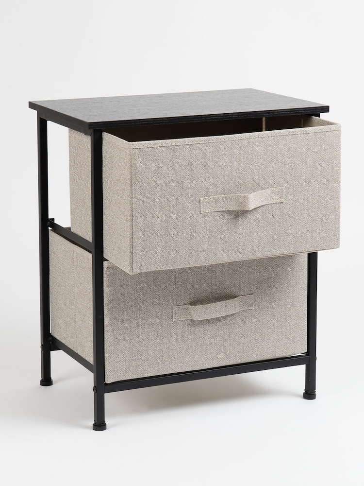 Scottish Everlastings Ltd Black 2 Drawer Cabinet With Fabric Drawers - Image 4 of 4 Scottish Everlastings Ltd Black 2 Drawer Cabinet With Fabric Drawers - Image 4 of 4