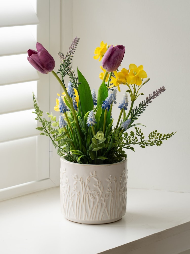 Scottish Everlastings Ltd Multi Artificial Large Mixed Spring Planter - Image 1 of 3