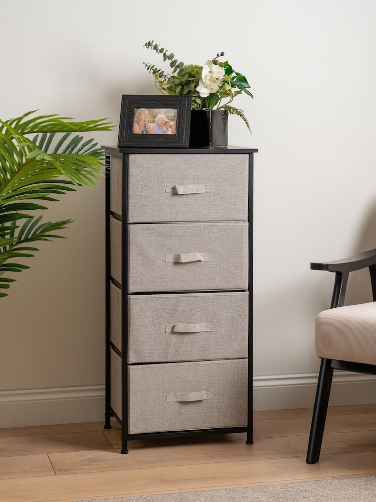 Scottish Everlastings Ltd Black 4 Drawer Cabinet With Fabric Drawers - Image 1 of 4