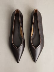 Burgundy Red N.Premium Leather High Cut Pointed Flats - Image 1 of 5