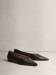Burgundy Red N.Premium Leather High Cut Pointed Flats - Image 3 of 5