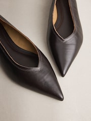 Burgundy Red N.Premium Leather High Cut Pointed Flats - Image 4 of 5