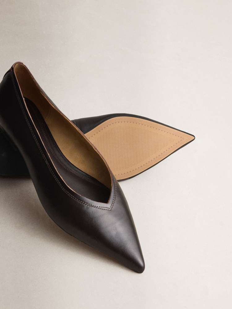 Burgundy Red N.Premium Leather High Cut Pointed Flats - Image 5 of 5 Burgundy Red N.Premium Leather High Cut Pointed Flats - Image 5 of 5