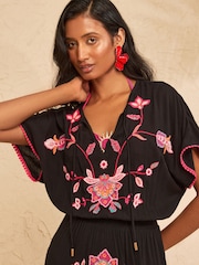 Blocs de bois noirs - Love & Roses Mini caftan brodé - Image 2 de 4