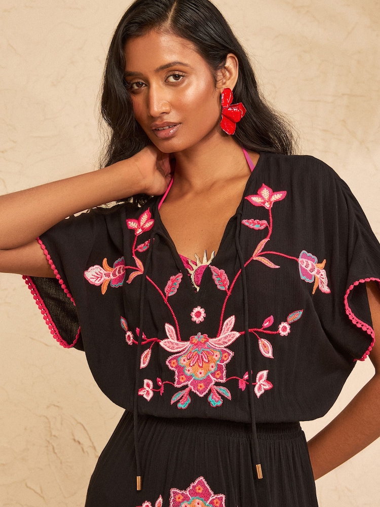 Blocs de bois noirs - Love & Roses Mini caftan brodé - Image 2 de 4