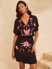 Blocs de bois noirs - Love & Roses Mini caftan brodé - Image 4 de 4
