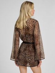 Hunkemoller Black Leopard Mesh Kimono Cover-Up - Image 2 of 5