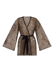 Hunkemoller Black Leopard Mesh Kimono Cover-Up - Image 4 of 5