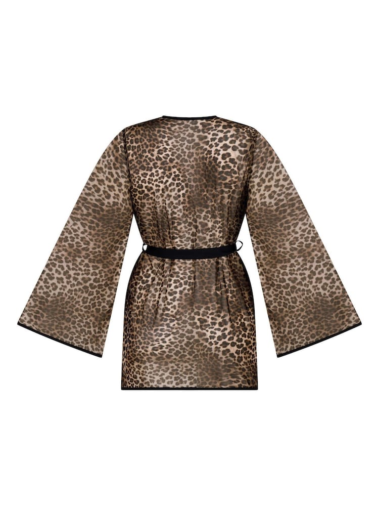 Hunkemoller Black Leopard Mesh Kimono Cover-Up - Image 5 of 5