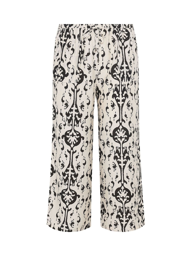Evans Black Abstract Print Wide Leg Trousers - Image 3 of 3 Evans Black Abstract Print Wide Leg Trousers - Image 3 of 3