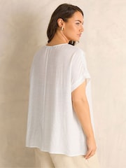 أبيض - Evans Lace Detail Short Sleeve Top - Image 2 of 5
