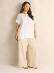 أبيض - Evans Lace Detail Short Sleeve Top - Image 3 of 5